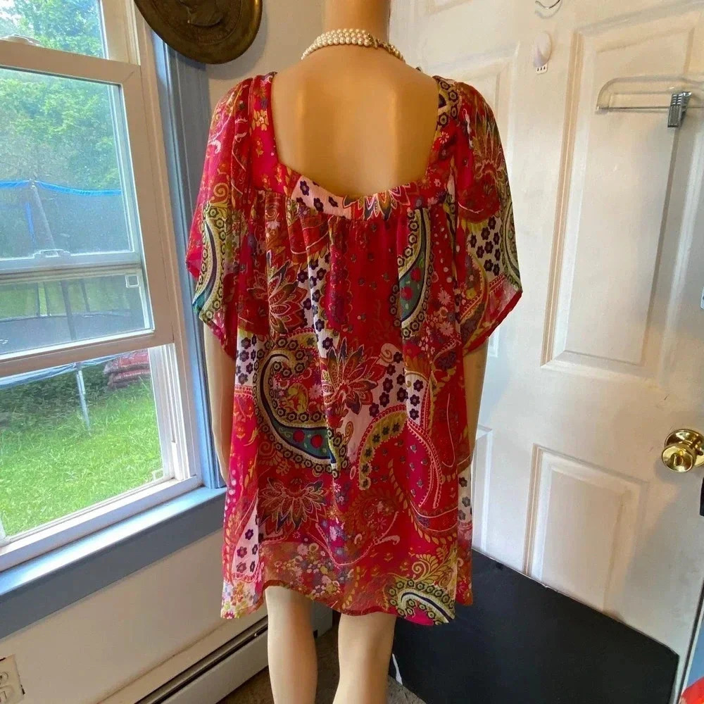 Tailliszime Boho Beachy Summer Art to Wear Casual Top Blouse Women Plus Size 34W - Picture 5 of 7